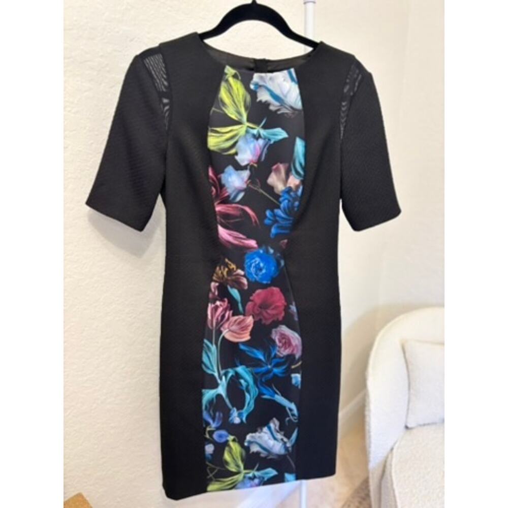 Ted Baker London Midnight Bloom Abade Black Floral Sheath Dress Sz 3 (US 6) NWOT